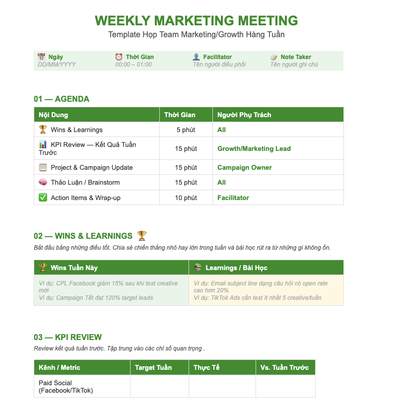 Template Weekly Meeting