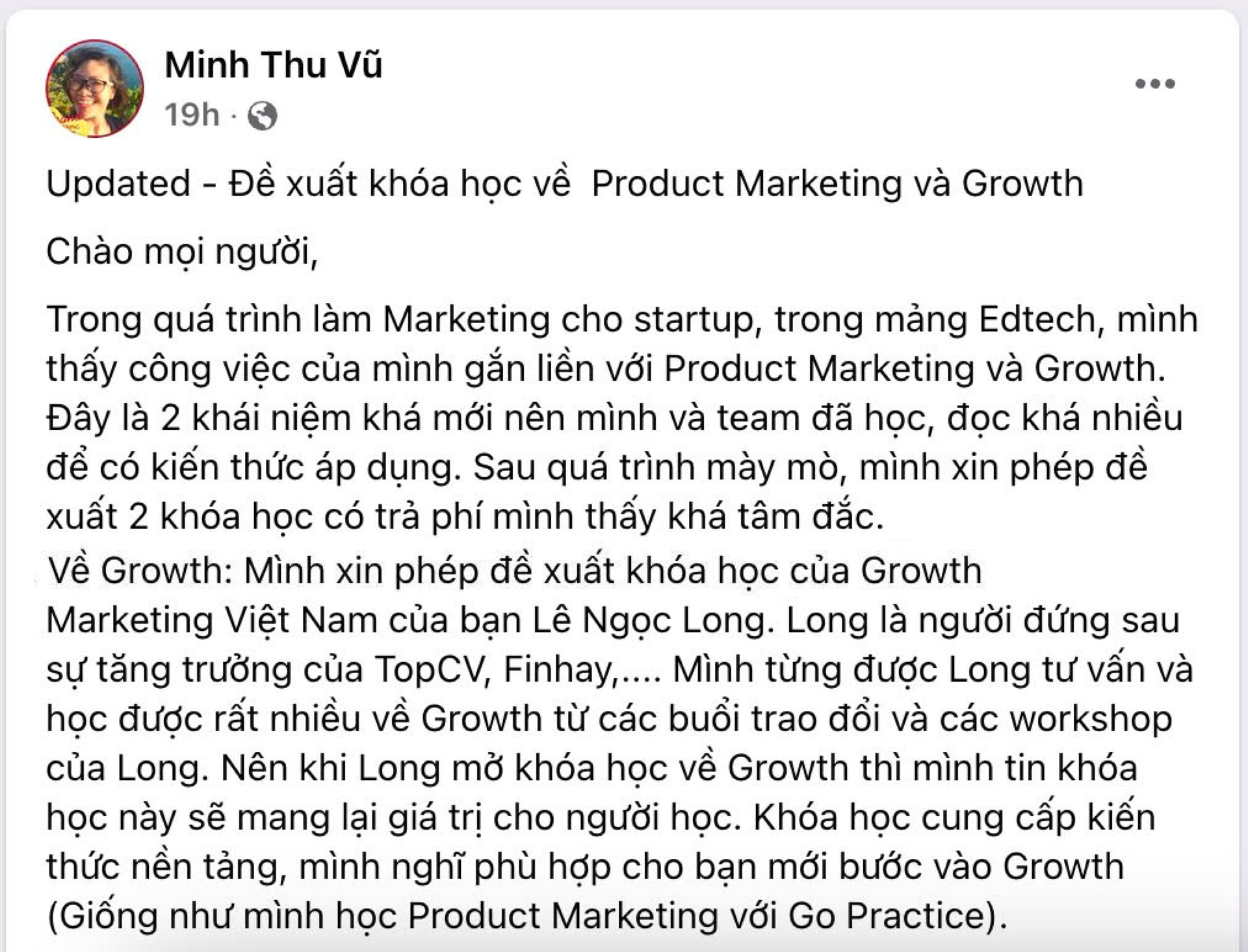 Feedback học viên khoá Growth Foundation