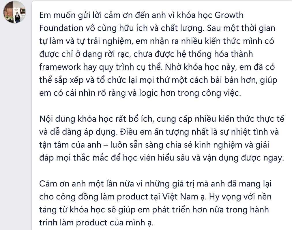 Feedback học viên khoá Growth Foundation
