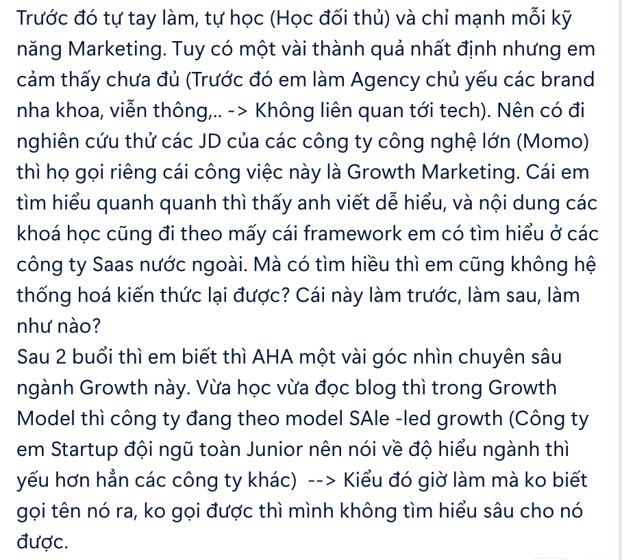 Feedback học viên khoá Growth Foundation