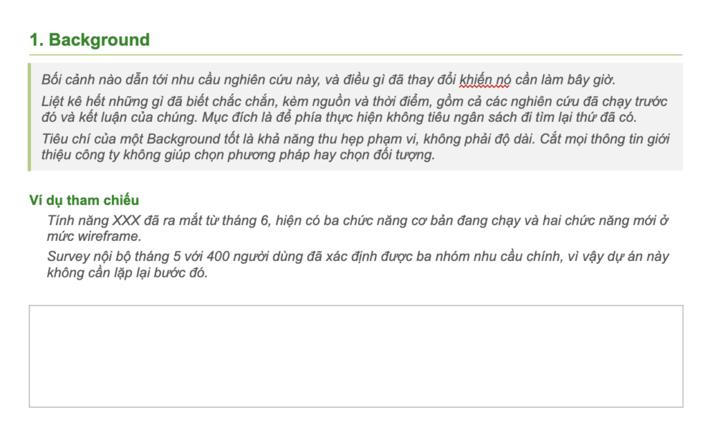 Background trong Research Brief